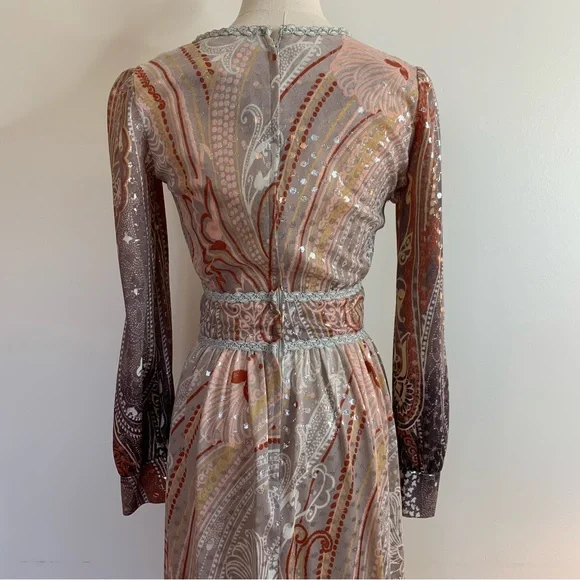 Toni Todd 1960s Ombre Paisley Lamé Maxi Dress - Picture 9 of 12